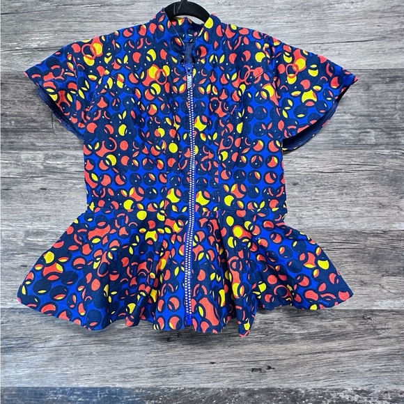 Colorful Full Zip Women's Blouse Top - Picture 1 of 9